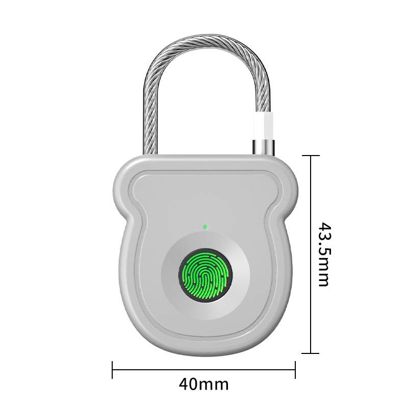 New Waterproof Smart Padlock 0.5sec Unlock ABS Material Fingerprint Lock USB Charging Portable Rechargeable Padlock Drawer серый