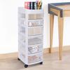 6-Tier Rolling Storage Cart W/ Drawers, Mobile Organizer Cabinet On Wheels, White Storage Tower for Bedroom Closet Organization