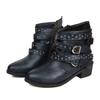 Autumn and winter new large size rivet short boots women's belt buckle medium tube Martin boots