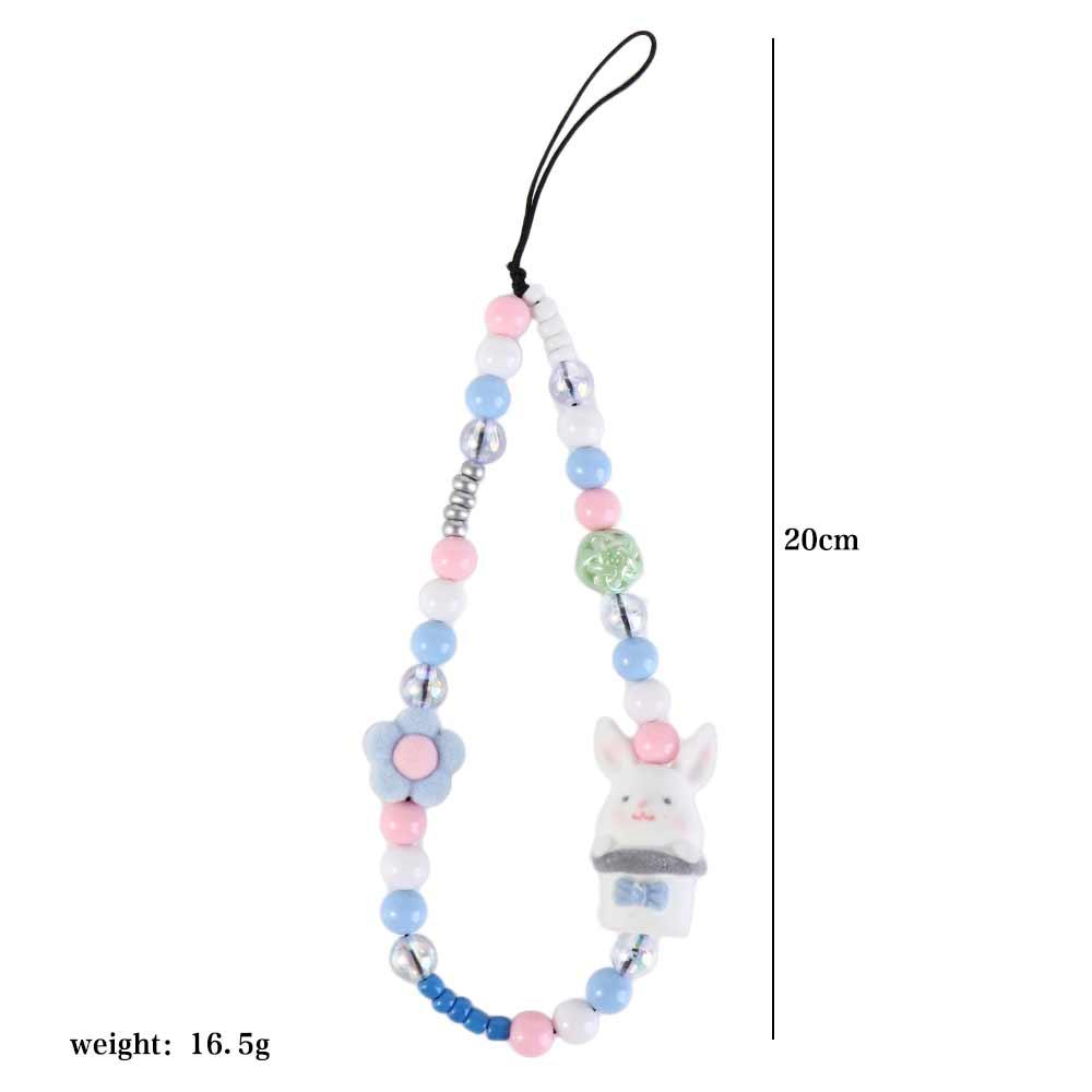 Short Phone Charm Beads Sling Mobile Phone Lanyard Dog Cartoon Beaded Phone Chain  Car Key