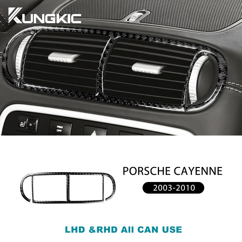 Per Porsche Cayenne 2003 2004 2005 2006 2007 2008 2009 2010 Vera Fibra di Carbonio Morbida LHD RHD Adesivo Bocchetta Aria Centrale Accessori