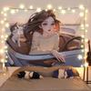 Anime-Mädchen und Katze Heilende Landschaft Wandteppich Wandbehang Dekoratives Gewebe für Zimmer Kopfteil und Hintergrunddekoration