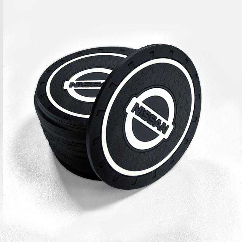 2Pcs Car Anti Slip Coaster Anti-noise Water Cup Pad Cushion Car Styling For Nissan Nismo X-trail Almera Qashqai Tiida Teana