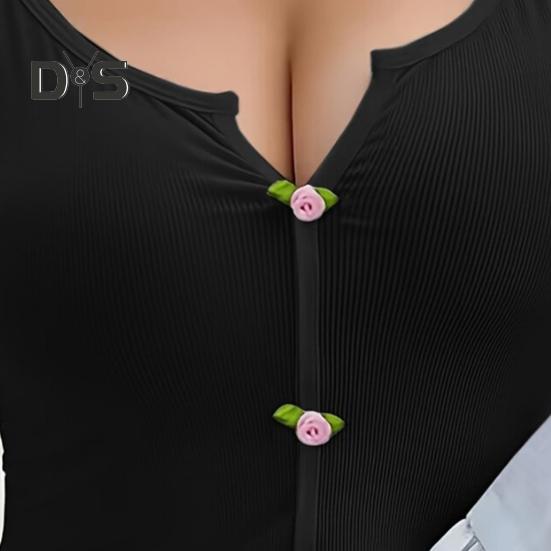 Dámský 2dílný pyžamový set Letní sexy Crop Cami Top a šortky Set ležérní žebrované spací prádlo s květinovou výzdobou