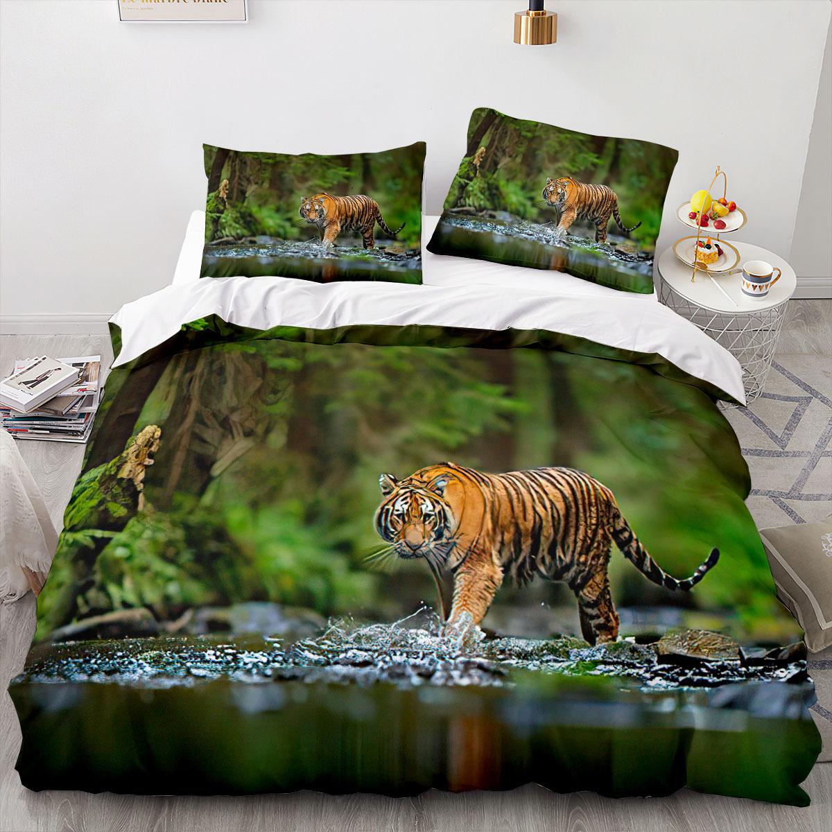 

3D комплект постельного белья «Тигр или Лев» «Зверь джунглей» пододеяльник 2/3 шт. DE135 * 200 Полноразмерная мужская комната с рисунком животного, моющееся домашнее украшение AU Double 180x210cm