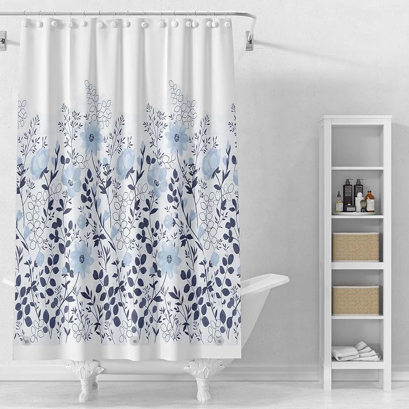 Shower Curtain Liner, 4G PEVA Green Leaf Shower Liner, Plastic Waterproof Shower Curta, 72x72 inch with Grommet Holes 3 Magnetic Weights