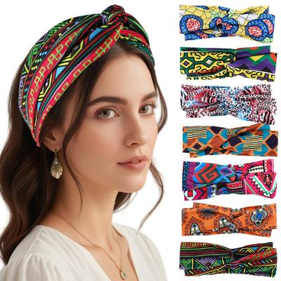 Boho dámske čelenky Široká čelenka Joga Cvičenie Pot absorbujúca čelenka S potlačou Krížová elastická čelenka Šatka na hlavu