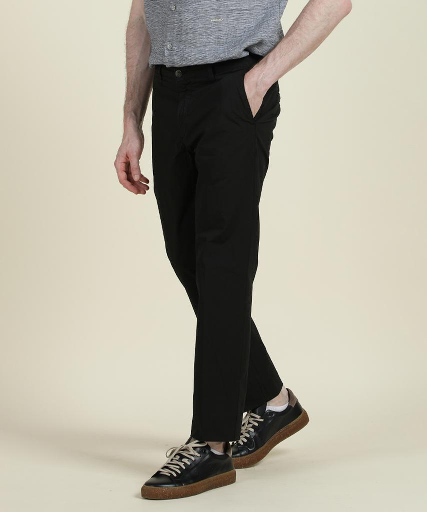 PANICALE Black Slim Fit Cotton Blend Chino Pants