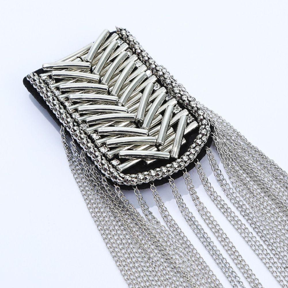 Breastpin Club Tassel Chain Epaulette Pin Jacket Vintage Brooch Rivet Shoulder Badges  Cosplay