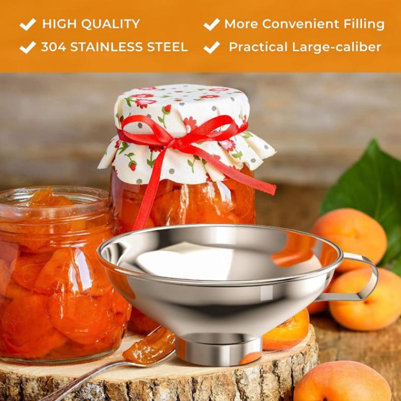 Mycket populär 2 storlekar rostfritt stål vidöppnad konserveringstratt salladsdressing vätsketratt behållare filter köksverktyg prylar