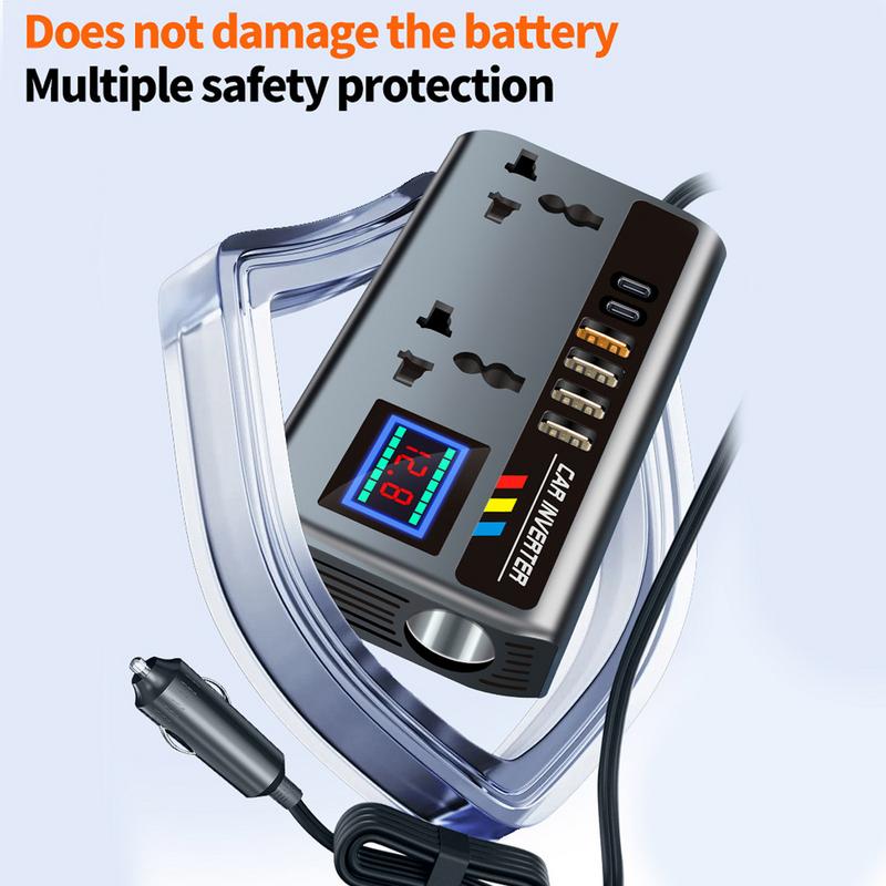 Converter for Car Outlet for Car 12V/24V to 220V Fast Charging Ports Portable Automotive Charger Inverter 3 USB Ports for Adults