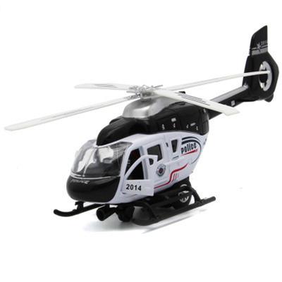 1/32 Druckguss-Polizeihubschrauber, Hubschrauber des öffentlichen Sicherheitskommandos, Modellflugzeug in Kopiergröße, Kinderspielzeuggeschenk mit Rückziehfunktion/Stimme/Licht