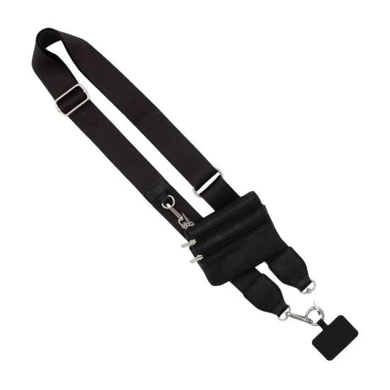 Popruh na mobilní telefon s pouzdrem na zip Mini držák na karty Crossbody Nastavitelná délka Clip And Go Popruh na zavěšení mobilního telefonu