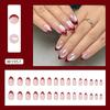 30 Pcs Short Almond Stick On Nail Cats Eye Full Cover False Nail French Tip Press On Nail Manicures Supplies for Woman