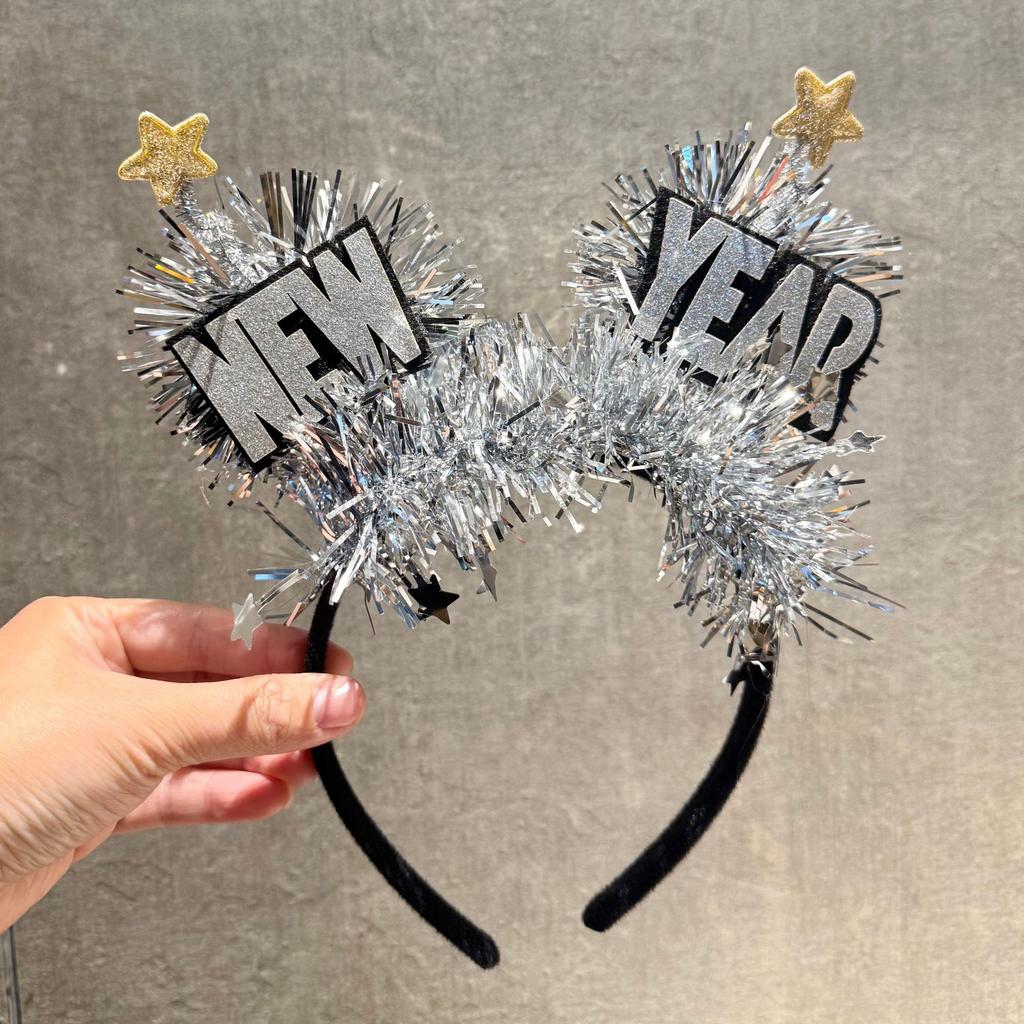 2026 New Year Christmas Headband Hair Hoop Festive Decorative Hair Band for Party Photo Countdown Celebration Hair Accessories