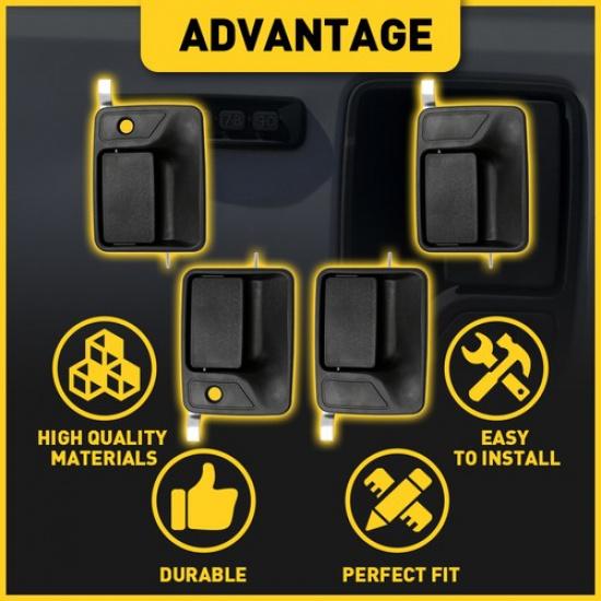 Door Handle Set Textured Black Outer For 1999-2016 Ford F-250 Super Duty Black