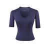 U-neck medium-sleeved T-shirt women's summer new American Spice Girl style solid color slim-fitting and thin bottoming top