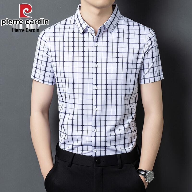 Pierre Cardin Men s Silk Blend Plaid Short Sleeve Shirt 54