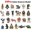 24Pcs Italian Brainrot Anime  Action Figures Story Toys Set Tung Tung Sahur Tralalero Tralala Shark Collectible Figurine Model
