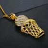 Hip Hop Edelstahl Iced Out Pave Zirkonia Basketball Korb Anhänger mit Ketten Gold Farbe Hip Hop Halskette Schmuck