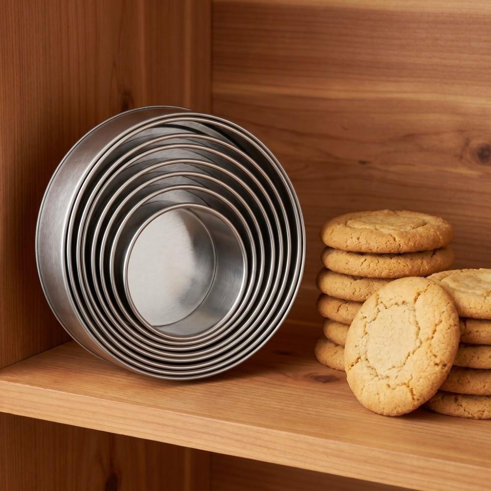 12pcs Stainless Steel Biscuit Cutter Round Shape Donut Cutter Cookie Pastry Dessert DIY Daily Use