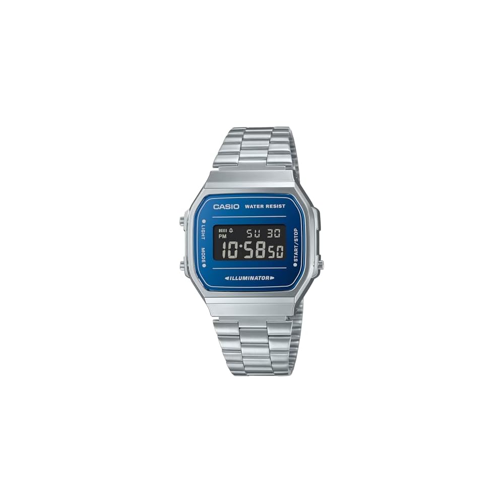Casio Standard Digital Watch A168WEM-2B Silver Dark Blue Black Reverse LCD Unisex Kids