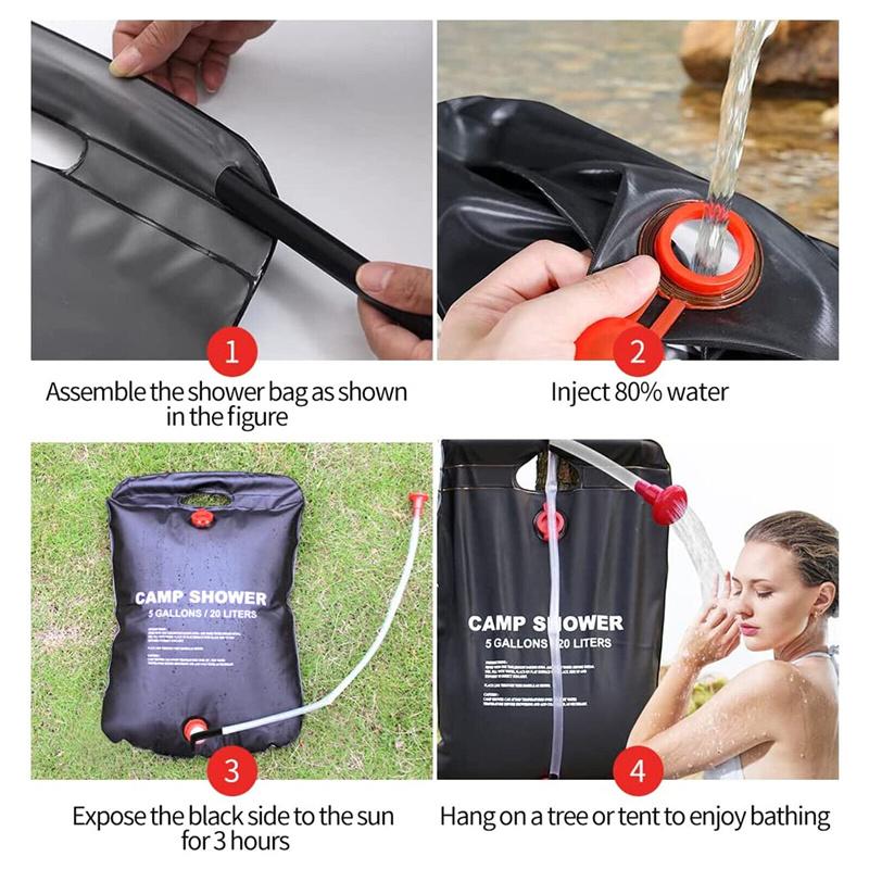 20L Water Bottle Camping Shower Solar Heating Folding Water Canister Camping Bucket Bottle Pouch Water Bag Camping Supplies