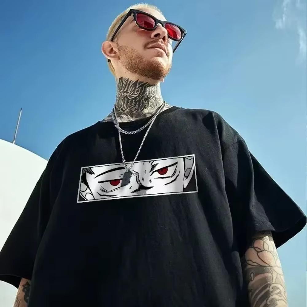 Harajuku Bavlněné Tričko s Krátkým Rukávem s Potiskem Japonského Anime Pánské Dámské Manga Tričko Letní Ležérní Oversized Tričko Y2k Oblečení