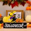 2Pcs Creative Halloween Gnomes Pumpkin Witch Figurines Wooden Block Table Sign For Festives Home Shelf Tiered Tray Decors