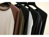 2024 Women's Black & White Color Block Raglan Long Sleeve Retro T-Shirt - Spring/Summer Loose & Slimming Base Layer