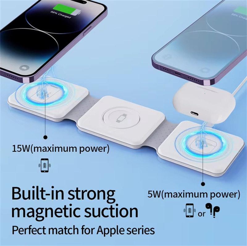 3 In 1 Charging Station for iPhone 15/14/13/12 Series, Travel Charger for Multiple Devices for AirPods 3/2/Pro,Apple Watch Serie