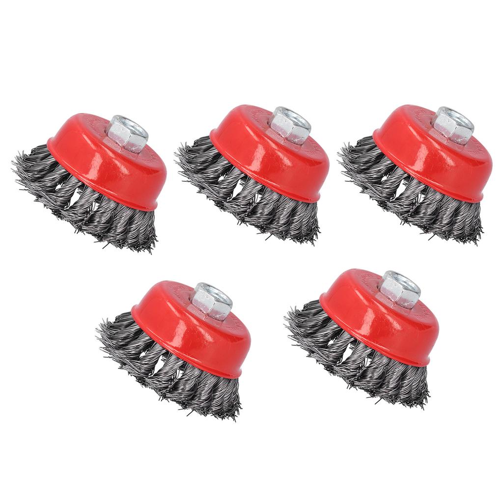 5Pcs Wire Cup Brush Wheel Twisted Knotted for Grinders Cleaning Rust Burring M14 Screw Thread