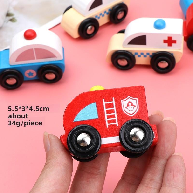 Wooden Emergency Vehicle Toy For Toddlers With Sliding Function For Early Learning And Parentchild Interaction