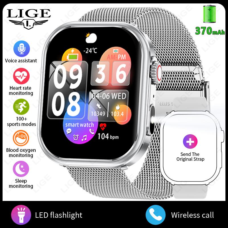Outdoor Sport Rugged Military Smart Watch Men 2.01inch HD Screen 370mAh Battery Waterproof SWIM Watch BT Calling Smartwatch