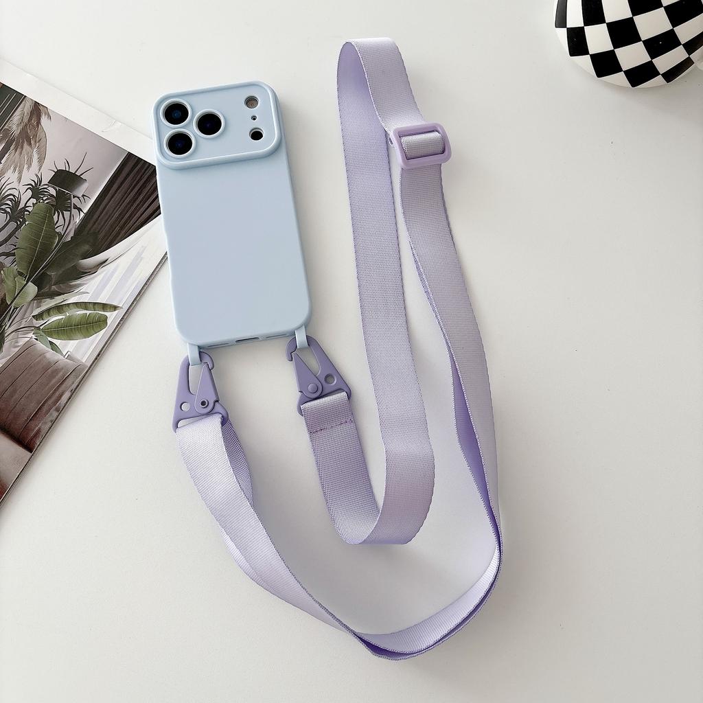 Saldainių spalvos silikoninis telefono dėklas, skirtas IPhone 17 13 12 16 E 15 14 11 Pro Max, su dirželiu per petį, karoliai, minkštas dangtelis