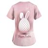 Women's Easter Printed Short Sleeve V Neck Tops Working Pocket Blouse