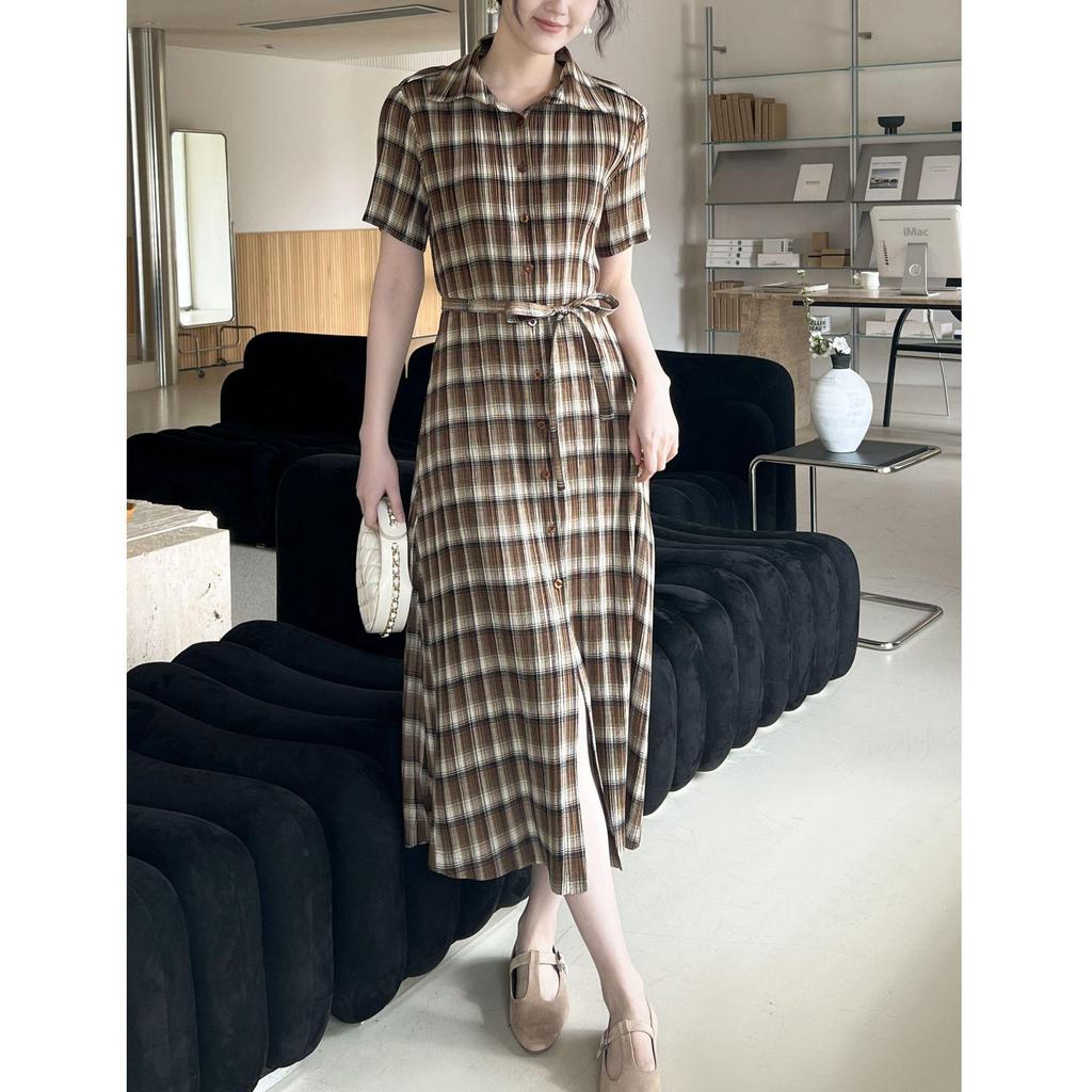 Miyake High-End 2026 Summer Plaid Pleated Dress - Trendy Retro Casual Fashion