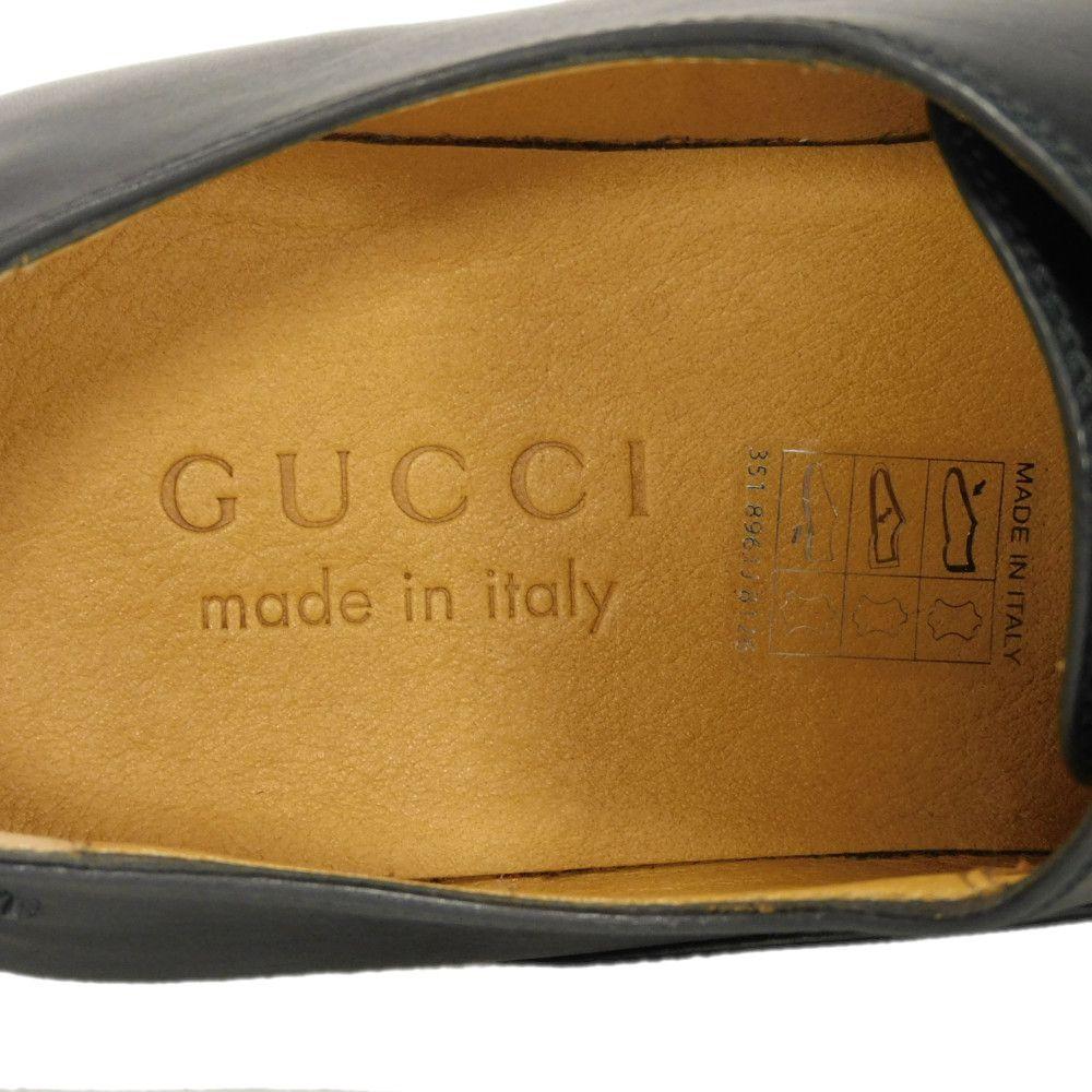 Used 9539 Lace-up Derby Shoes, Calfskin, Size 9.4", 699306, 0F300, 1000, 7902, 5 Interlocking G Chains, Black Men's