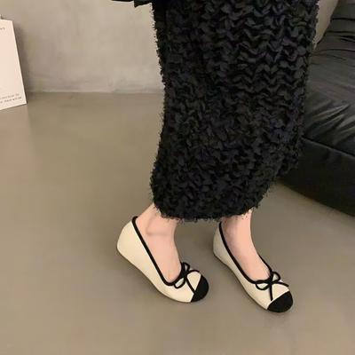 New Women's Shoes 2024 High Quality Fashionable Slip-on Color Matching Butterfly Square Toe Shallow Mouth Women's Flat Shoes