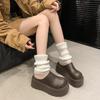 Short Plush Chunky Women Mules Slippers Casual Cover Toe Platform Flats Slides Ladies Comfort Cotton Shoes