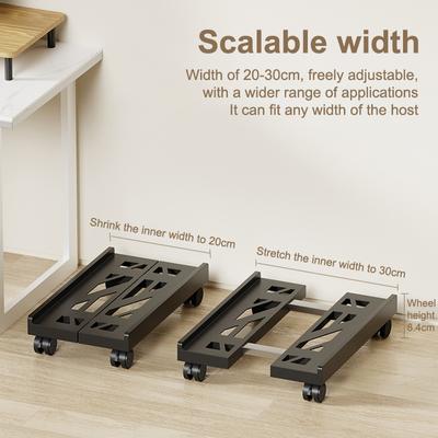 Under Desk Holder Adjustable Mobile Cpu Stand Ventilated Computer Tower Stand Pc Tower Stand