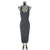 Korean Dongdaemun Slimming Waist-Cinching Sleeveless Knit Dress for Women