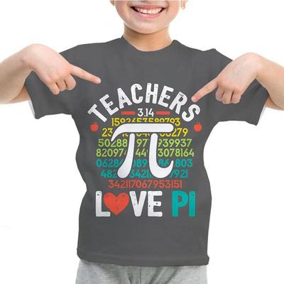 Summer Round Neck 3D Pi Printed Top Fashionable Casual Short Sleeved Children's Boy T-shirts