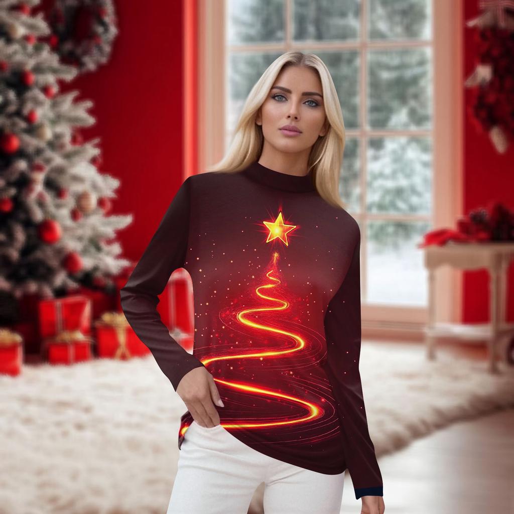 Women's Daily Casual Long Sleeve Mid Collar Top