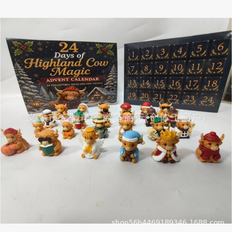 24 Days Highland Cow Magic Advent Calendar Cute Animal Countdown Gift Holiday