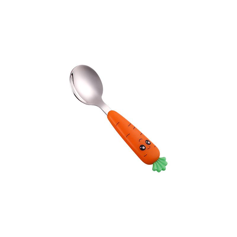 1PC/1set carrot set children's tableware stainless steel spoon and fork cutlery with box baby feeding kitchen tableware supplies