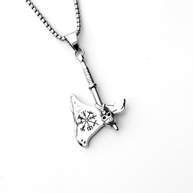 2024 Retro Skull Titanium Steel Pendant Necklace for Men - European American Style Half Face Stainless Steel Jewelry