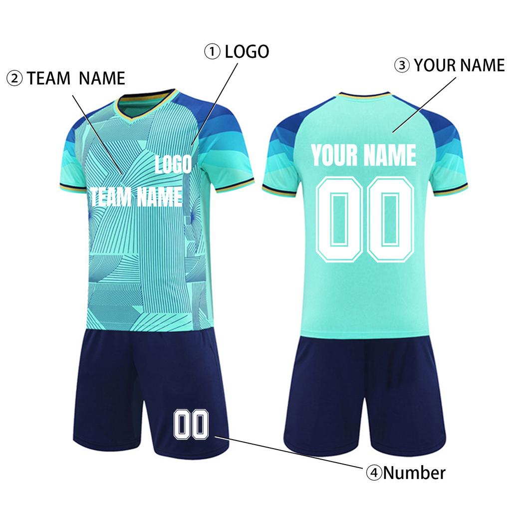 Customizable Soccer Jersey Set Short Sleeve Breathable Quick Dry Uniform Two Piece Kit for Team Training and Sports Activities