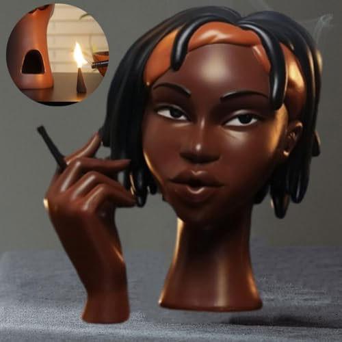 Black Women Head Incense Burner Black Men Head Incense Holder Face Head Room Decoration Cool Items for Room Home Decor