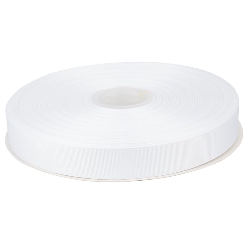 

[Tekdeere]Width 25mm solid white grosgrain ribbon, perfect for gift wrapping, sewing, hair accessories, wedding decorations - 91m/roll